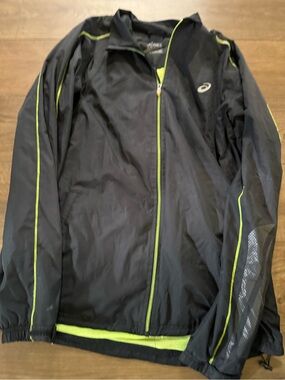 Asics Black Jacket with Neon Green Trim